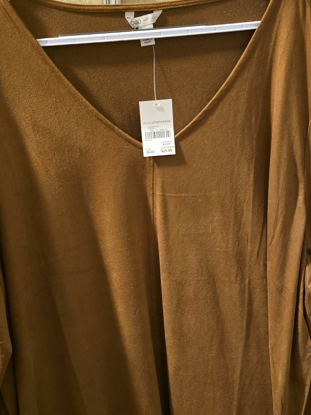 Cato Plus Size V-Neck Long Sleeve Tunic in Camel